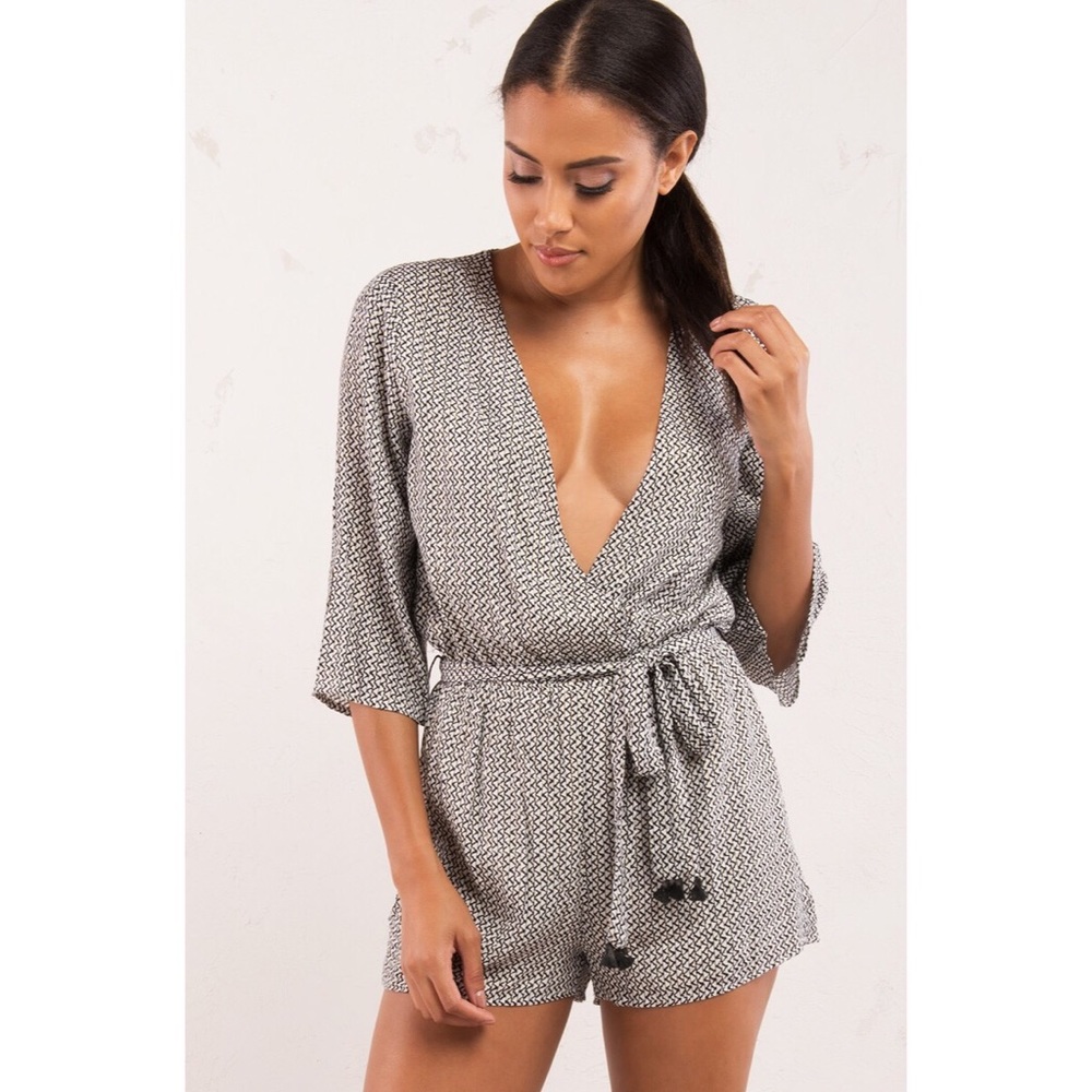 NWT Akira Gold White and Black Romper